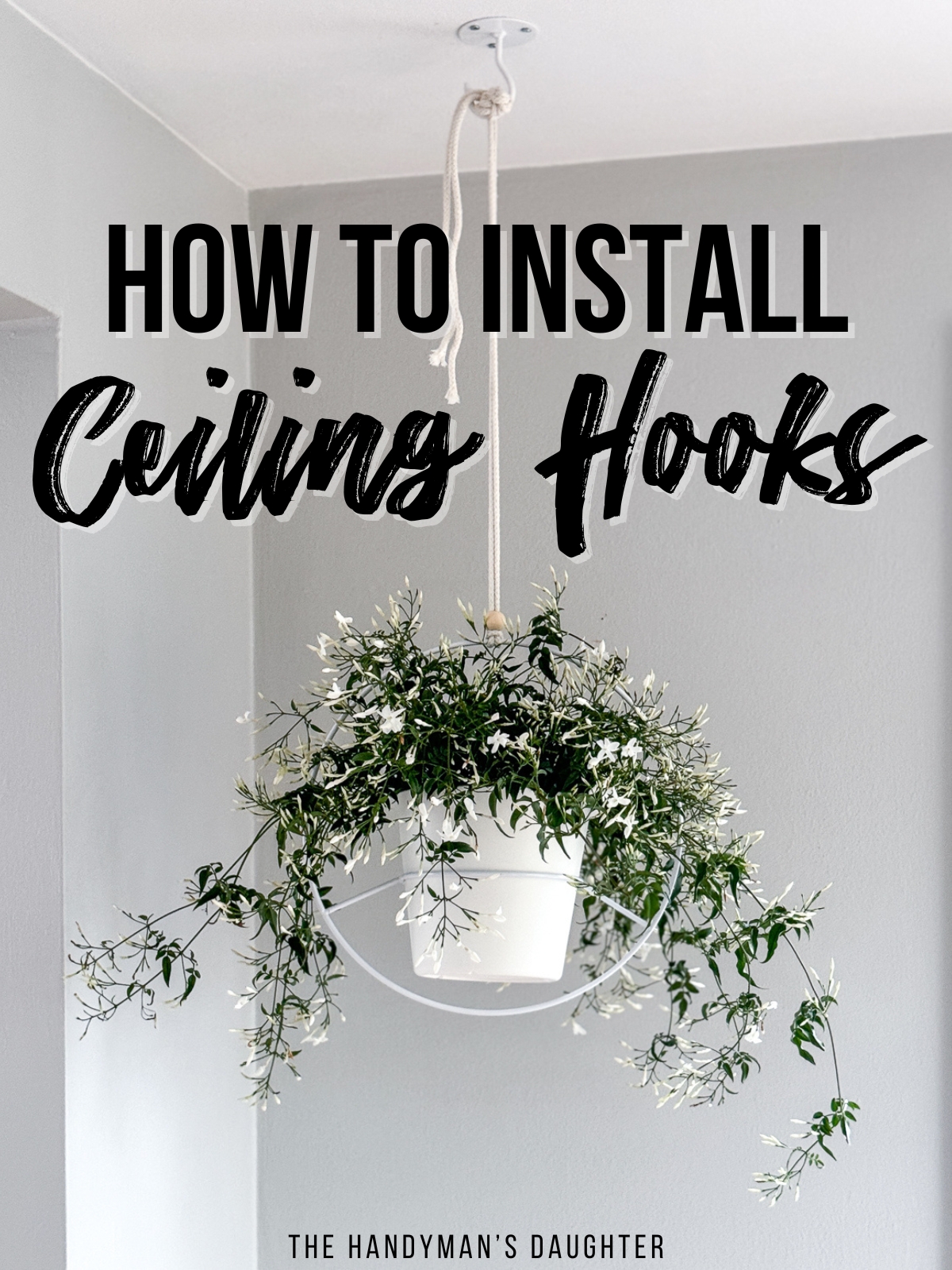 how to install ceiling hooks for hanging plants