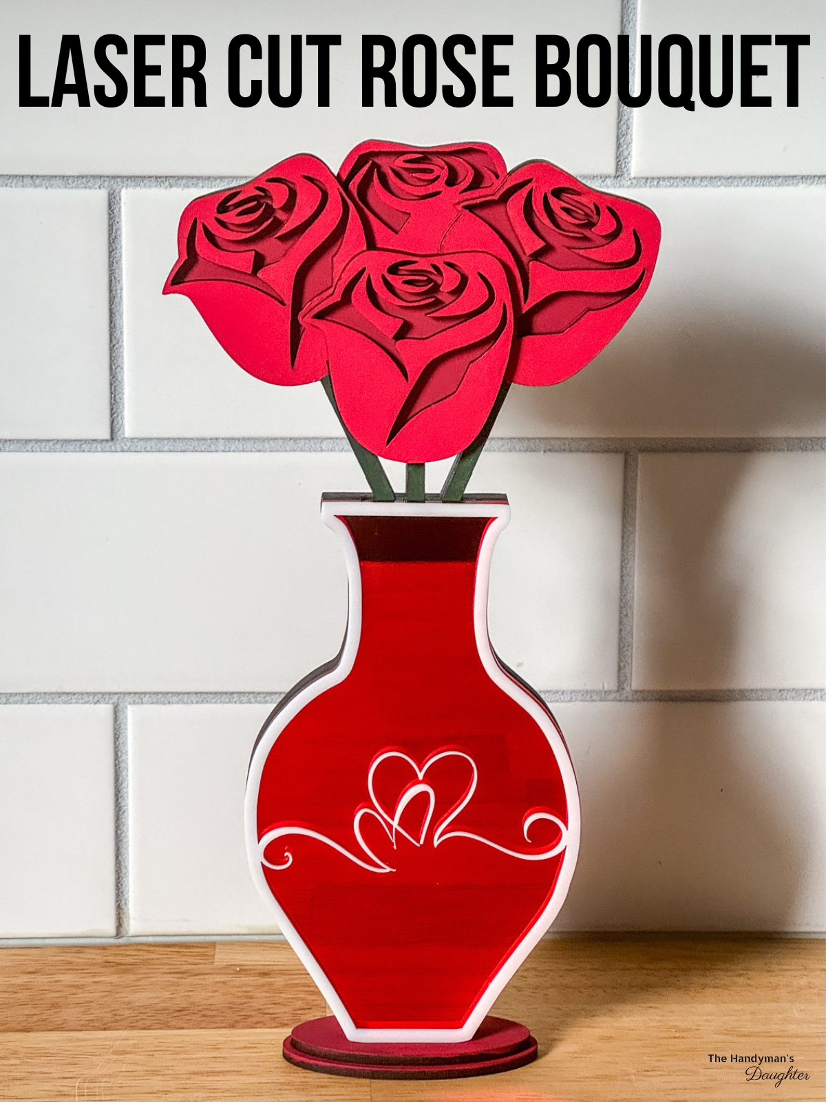 laser cut rose bouquet with text overlay