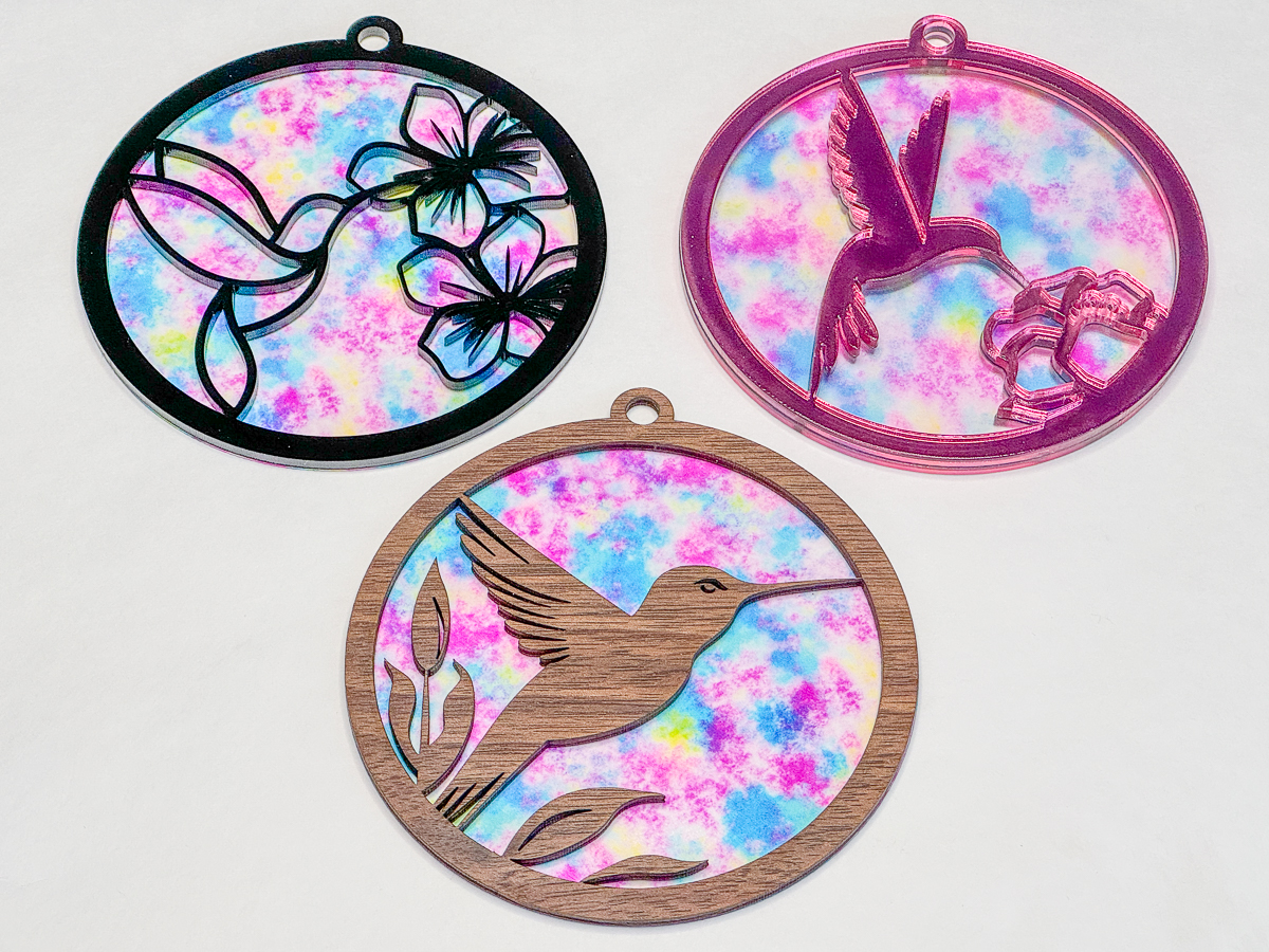 three versions of DIY hummingbird suncatchers