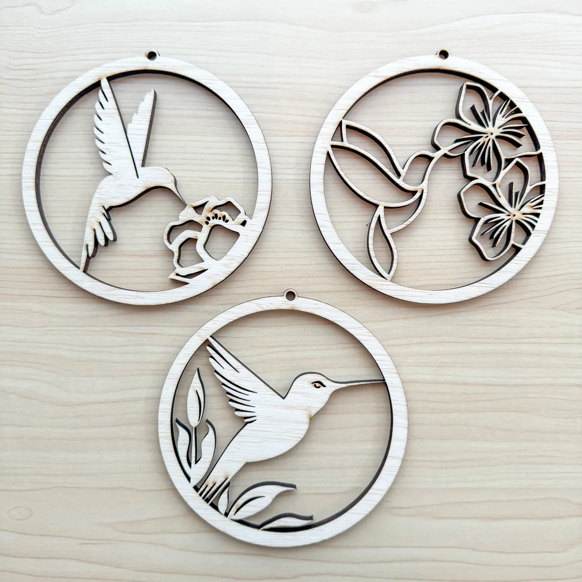 second test cut of hummingbird suncatchers