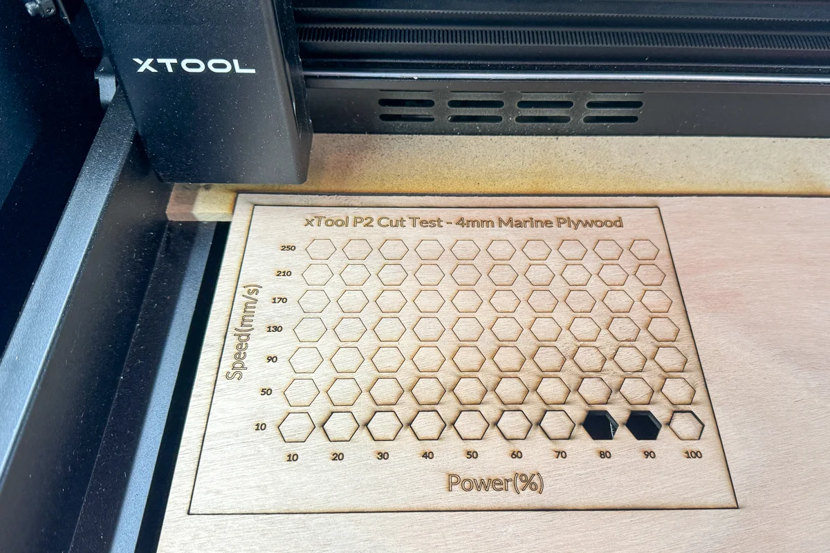 cut out the laser test card after determining the best cut settings