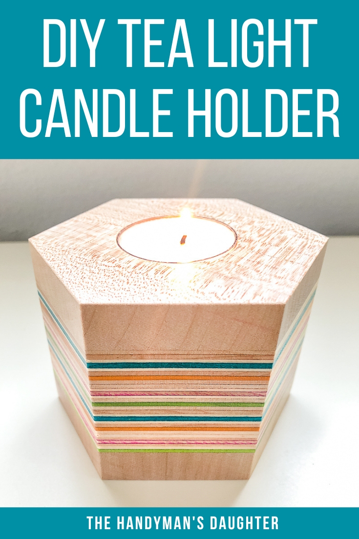 DIY tea light candle holder with text overlay