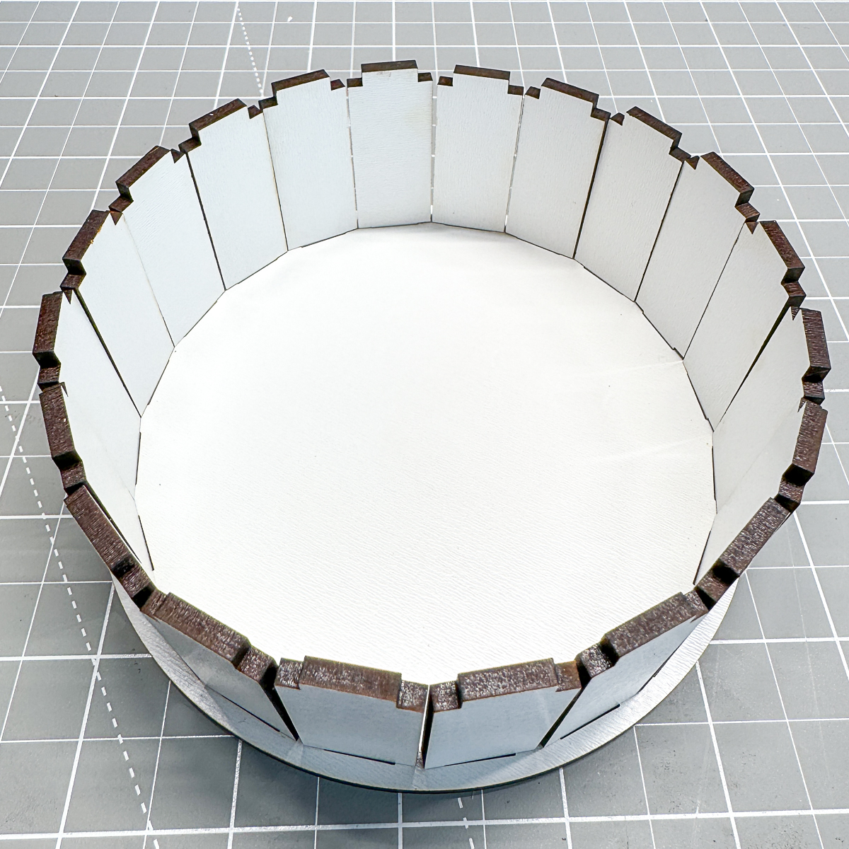 sides of the round wooden box assembled
