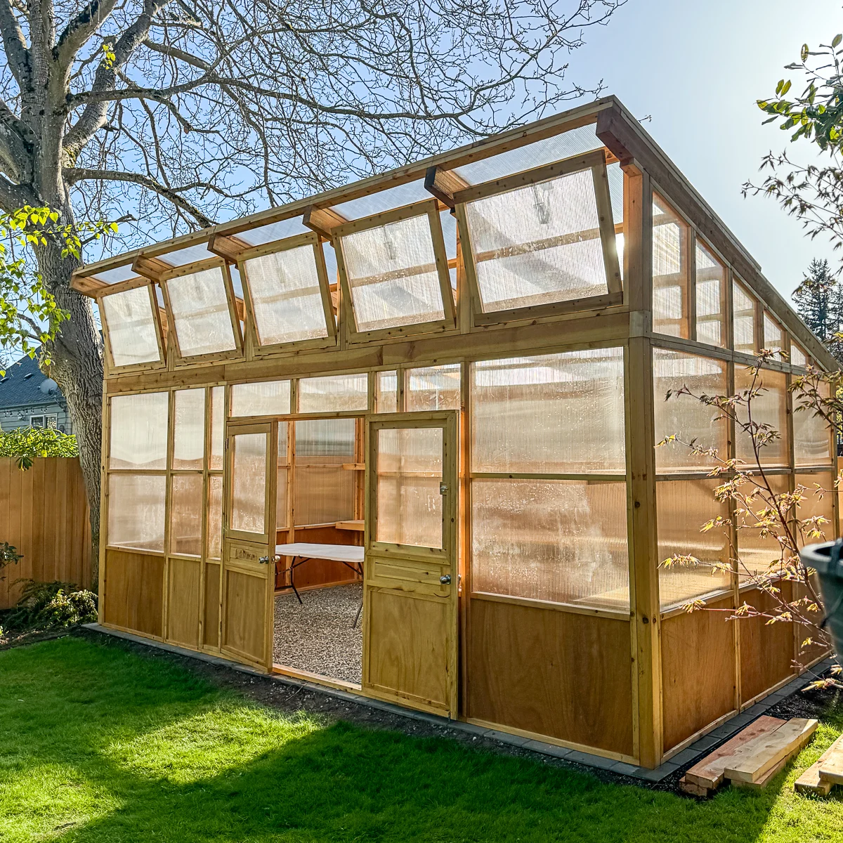 greenhouse with double doors