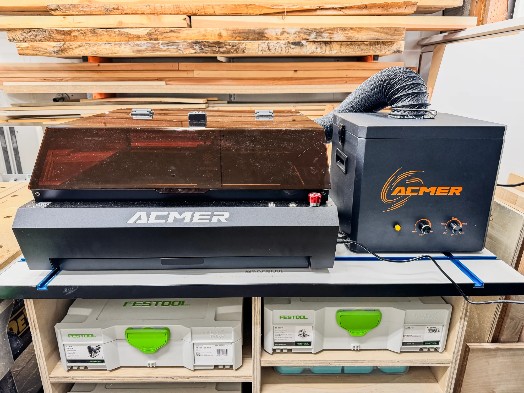 ACMER P3 laser and air purifier in workshop